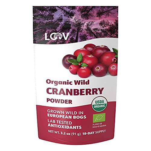 LOOV Wild Organic Freeze Dried Cranberry Powder, 3.2 Oz, 18-Day Supply, from Nordic Forests, Raw, No Added Sugar