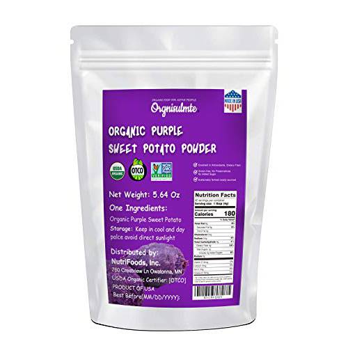 Orgnisulmte Organic Purple Sweet Potato Powder 100% Pure Natural Premium Purple Yam Powder for Food Coloring No GMO Vegan Friendly 5.64Oz(160g)