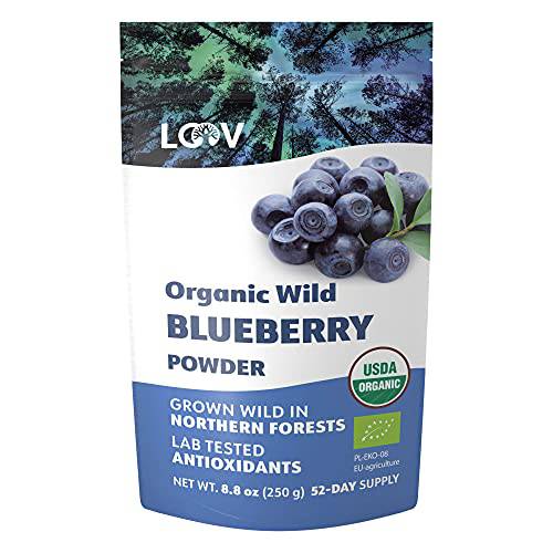 LOOV Organic Wild Blueberry Powder - 52-Day Supply, 8.8 Oz, Good for Smoothie & Breakfast, Freeze-Dried, from Northern Europe, No Added Sugar