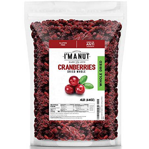 Dried Cranberries Original 4 Pounds, Resealable Bag, High in Antioxidant, Great for Salads, Cooking, and Mixes / Sweetened