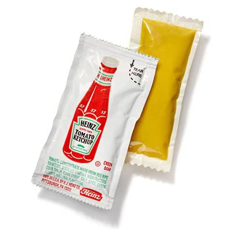 Concession Essentials Condiment Packets Ketchup and Mustard, 100 Total (50 Each Flavor)