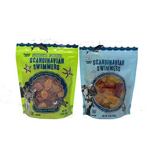 Trader Joe’s Scandinavian Swimmers Gummy Candy Fish and Sea Life Shapes & Super Sour Swimmers, 2 PACK
