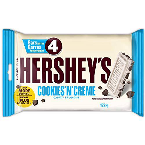 Hershey’s Chocolate Bars, Cookies ’N’ Creme, 4ct, 172g/6.1oz., {Imported from Canada}