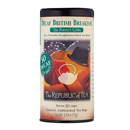 The Republic of Tea Decaf British Breakfast Black Tea, Tin of 50 Tea Bags