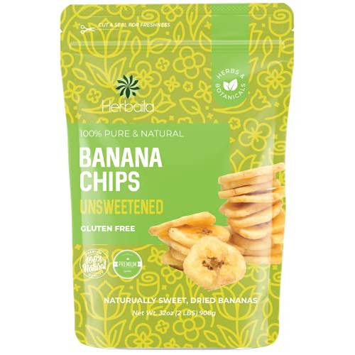 Dried Banana Chips Unsweetened Bulk, 1 lb. Dried Bananas, Unsweetened Banana Chips, Dehydrated Bananas, Unsweetened Dried Banana slices, Banana Crisps. All Natural, Non-GMO, 16 oz.