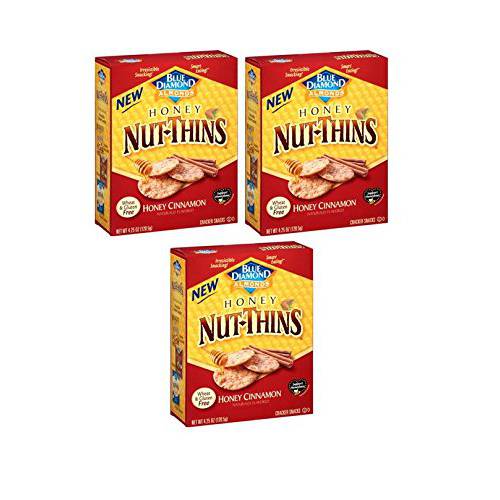 Blue Diamond Almond Nut Thins Multi Pack Gluten Free Crackers 14 Available Flavors (Honey Cinnamon, 3 count)
