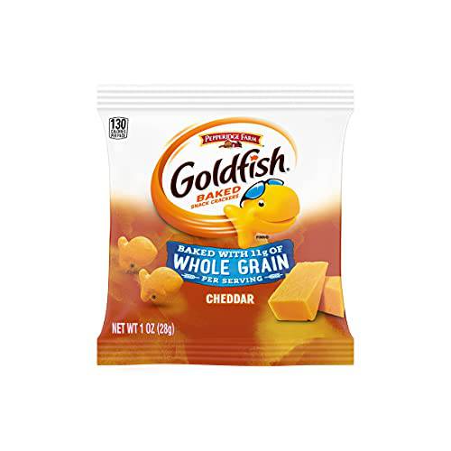 Pepperidge Farm Goldfish Baked with Whole Grain Crackers–Cheddar, Pack of 60, 1 ounce