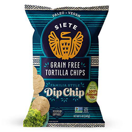Siete Tortilla Chips | Grain free | Gluten Free Chips | Paleo & Vegan Snacks | Non GMO | Dip Chips, 5 Ounce (Pack of 6)