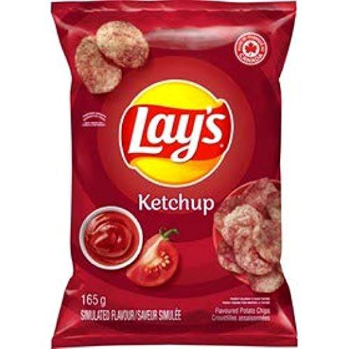 Lays Ketchup Chips - Large Bag - 165 Grams - No Popped Bags - Package comes Bubble Wrapped - Protected While Shipping