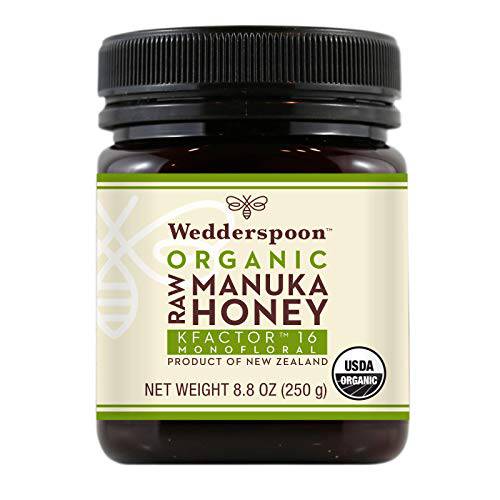 Wedderspoon Raw Organic Manuka Honey KFactor 16+, Unpasteurized, Organic KFactor 16, 8.8 Ounce