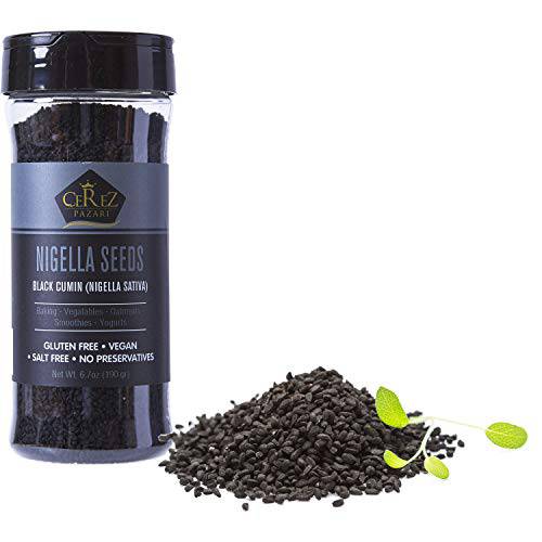 Cerez Pazari Nigella Seeds, Black Cumin Seeds (Nigella Sativa) 6.7 oz Premium Grade, %100 Natural, Freshly Packed, Non-GMO, Gluten Free, No Preservatives