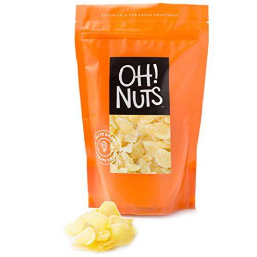 Oh Nuts Ginger Candy | Chewy Gummies with Crystallized Sugar Candied Coating | For Snacking, Nausea, Morning & Motion Sickness | Resealable 1lb Bulk Bag of Certified Kosher Bits for Premium Freshness
