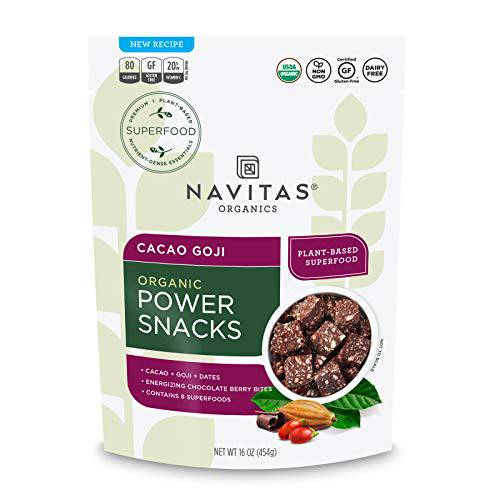 Navitas Organics Superfood Power Snacks, Cacao Goji, 16 oz. Bag, 23 Servings - Organic, Non-GMO, Gluten-Free