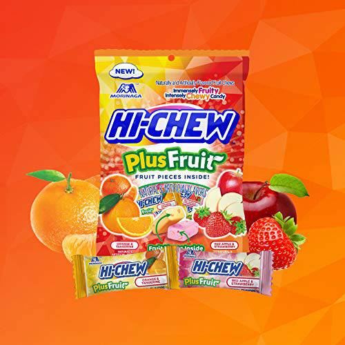 Hi-Chew Plus Fruit Mix - Orange & Tangerine and Red Apple & Strawberry, 2.82 Ounce Bag