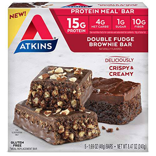 Atkins Meal Bar Double Fudge Brownie, 5 Count
