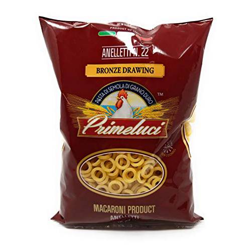 Primeluci Anelletti Durum Wheat Semolina Pasta - 1 lb (Pack of 4)