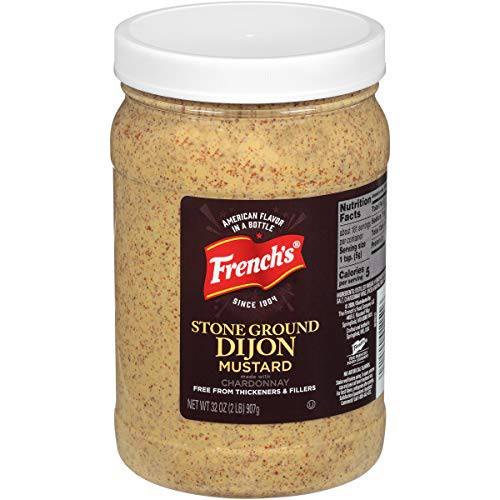 French’s Stone Ground Dijon Mustard, 32 oz - One 32 Ounce Container Dijon Mustard Made with Real Chardonnay, Perfect for Deli Sandwiches, Vinaigrettes, Sauces and More