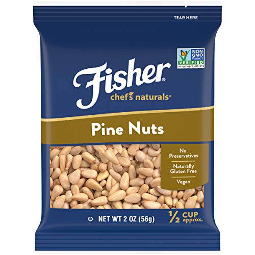 Fisher Pine Nuts, 2 Ounces, Unsalted, Naturally Gluten Free, No Preservatives, Non-GMO, Vegan Friendly