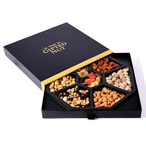 Gifted Nut Holiday Gift Tray - Assorted Fresh Gourmet Dry Fruits and Nuts Gift Box - Elegant Drawer Design for Corporate Gifts, Christmas Gifts - Mixed Nuts Sectional Tray - Condolence Care Package