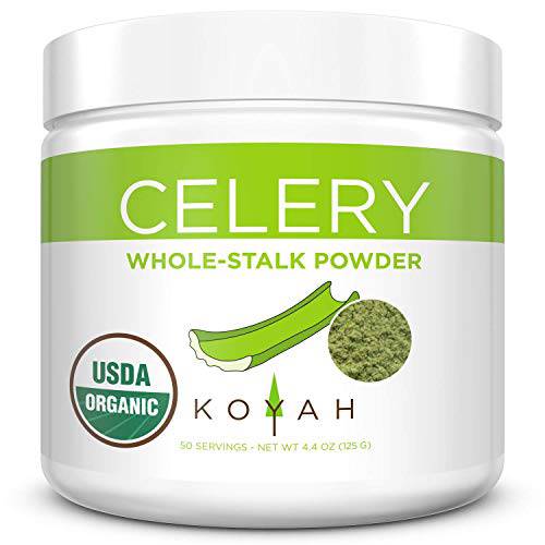 KOYAH - Organic USA Grown Celery Powder (1 Scoop = 1/2 Cup Fresh): 30 Servings, Freeze-dried, Whole-Stalk Powder