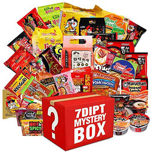PREMIUM Mystery Hot & Spicy Asian Instant Ramen Variety Bundle w/ Fortune Cookie & Chopsticks - Nissin, Samyang, Mama, Acecook, Kung-Fu, Ottogi (15 Pack, each different))