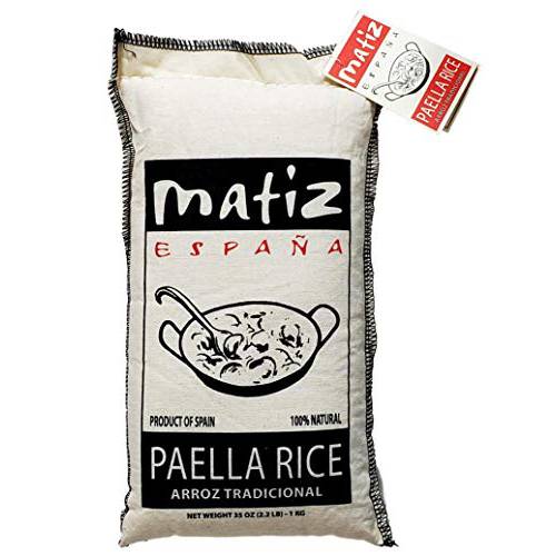 Matiz Valenciano Paella Rice from Spain (2 pack - 2.2 lbs. each) Traditional Spanish Medium-Grain | Risotto, Arrow Negro, Seafood Dishes | Natural Flavor | Soy and Gluten Free
