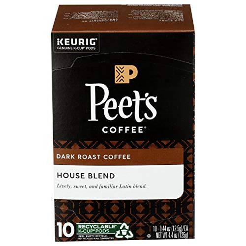 Peet’s Coffee House K Cup Coffee Pods for Keurig Brewers, Dark Roast, 10 Pods, 4.4 oz