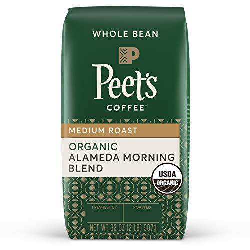 Peet’s Coffee, Medium Roast Whole Bean Coffee - Organic Alameda Morning Blend 32 Ounce Bag, USDA Organic
