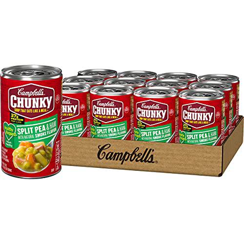 Campbell’s Chunky Soup, Healthy Request Split Pea & Ham with Natural Smoke Flavor Soup, 19 Ounce Can (Pack of 12)