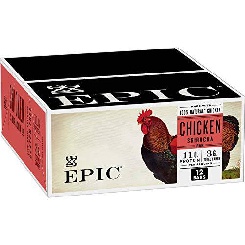 EPIC Chicken Sriracha Protein Bars, Whole30, Keto Friendly, 12 ct