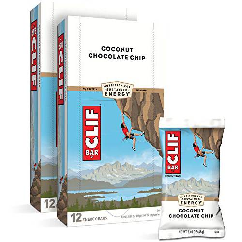 CLIF BAR - Energy Bars - Coconut Chocolate Chip - (2.4 Ounce Protein Bars, 24 Count)