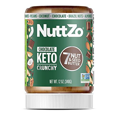 Keto Dark Chocolate Nut Butter by NuttZo | Crunchy Coconut + 7 Nuts & Seeds Blend, Keto-Friendly, Vegan, Kosher | 1g Sugar, 3g Fiber, 4g Net Carbs | 12oz Jar