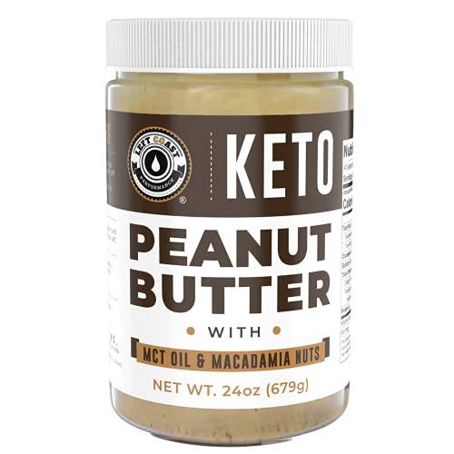 Keto Peanut Butter with Macadamia Nuts and MCT Oil Smooth, 24oz - Keto Nut Butter Spread, Fat bomb, Low carb keto snack