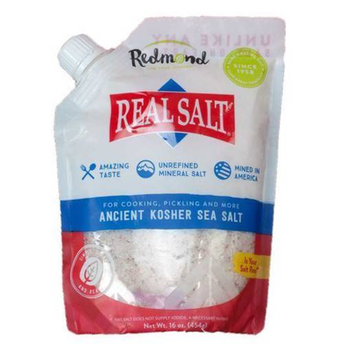 Redmond Real Kosher Salt, 16 Ounce Pouch (3 pack)