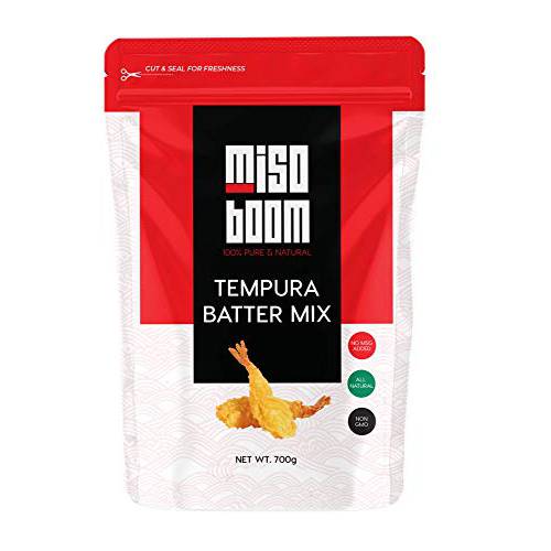 Tempura Batter Mix, 24.6 oz. Tempura Flour for Shrimp Tempura, Extra Crispy Tempura Mix. Tempura Powder Fish Batter for Tempura Shrimp, Seafood and Vegetables. No MSG. 24.6 oz (700g). By MisoBoom.