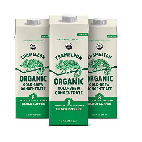Chameleon Organic Cold Brew Black Coffee Multi-serve Concentrate, 100% Arabica, Toffee & Chocolate, 32 Fl Oz (Pack of 3)