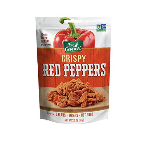 Fresh Gourmet Crispy Red Peppers | Low Carb | Crunchy Snack and Salad Topper, 3.5 Ounce (Pack of 6)