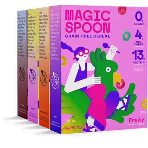 Magic Spoon Cereal, Variety 4-Pack of Cereal - Keto & Low Carb Lifestyles I Gluten & Grain Free I High Protein I 0g Sugar