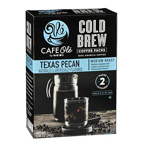 Cafe Ole COLD BREW Coffee Packs | Medium Roast Texas Pecan | Makes 2 Pitchers or 12 cups (8oz) | by HEB