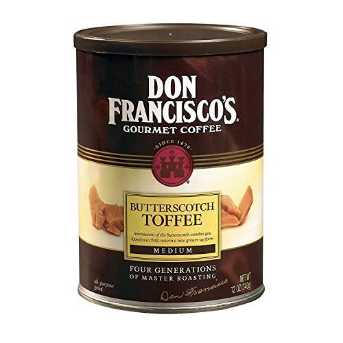 Don Francisco’s, Butterscotch Toffee Ground Coffee, 12oz Can (Pack of 2)