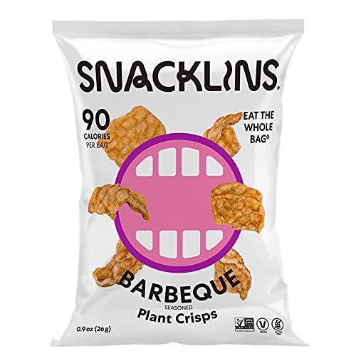 SNACKLINS Plant Based Crisps, Low Calorie Snacks, Vegan, Gluten-Free, Grain-Free, Healthy, Crunchy, Puffed Snack - Barbeque, 0.9oz (Pack of 12)