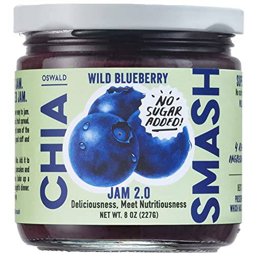 Chia Smash Blueberry Jam | Subtly Sweet Keto Jam Made with Upcycled Fruit and Simple Ingredients | Low-Calorie, Paleo, Vegan, Superfood Fruit Jam No Sugar Added | 8oz