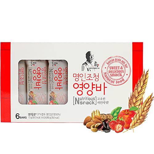 KANG BONG SEOK, Master Jocheong Nutrition Bar I Fruit & Nut Bars I Korean Snacks Box I Korean Food I Healthy Food I Asian Snacks I Energy Bars I International Snacks I Healthy Snacks I 0.53 Ounce, 6 Counts