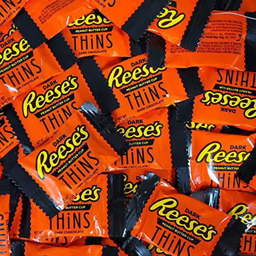 Reeses Peanut Butter Cups Thins Dark Chocolate Candy – Deliciously Proportioned – Individually Wrapped – Bulk Pack (Dark Chocolate, 2 Pound)