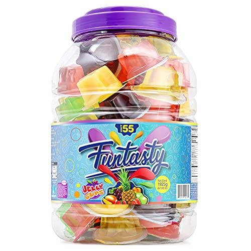 Funtasty Jelly Cups Assorted Fruit Candy, 55 Count Jar, Vegan Friendly