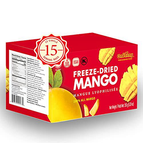 ONETANG Freeze-Dried Fruit Mango Chips, 10 Pack Single-Serve Pack, Non GMO, Kosher, No Add Sugar, Gluten free, Vegan, Holiday Gifts, Healthy Snack 0.35 Ounce