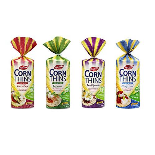 Real Foods Organic Corn Thins Variety: Multigrain, Original, Sesame, Flax & Soy, 5.3 oz, 4 pk