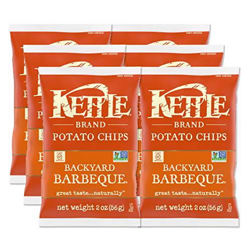 Kettle Brand Potato Chips, Backyard Barbeque Kettle Chips, Snack Bag, 2 Oz (Pack of 6)