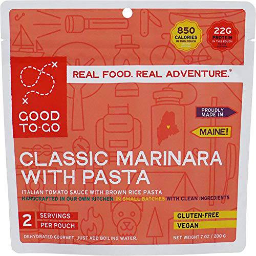 GOOD TO-GO Classic Marinara with Pasta | Dehydrated Backpacking and Camping Food | Lightweight | Easy to Prepare