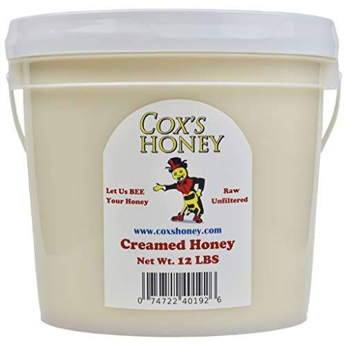 Cox’s Honey - Bulk Creamed Whipped Honey Raw Unfiltered | 100% Pure Clover Delicious Honey - Product of the USA (12 lbs)